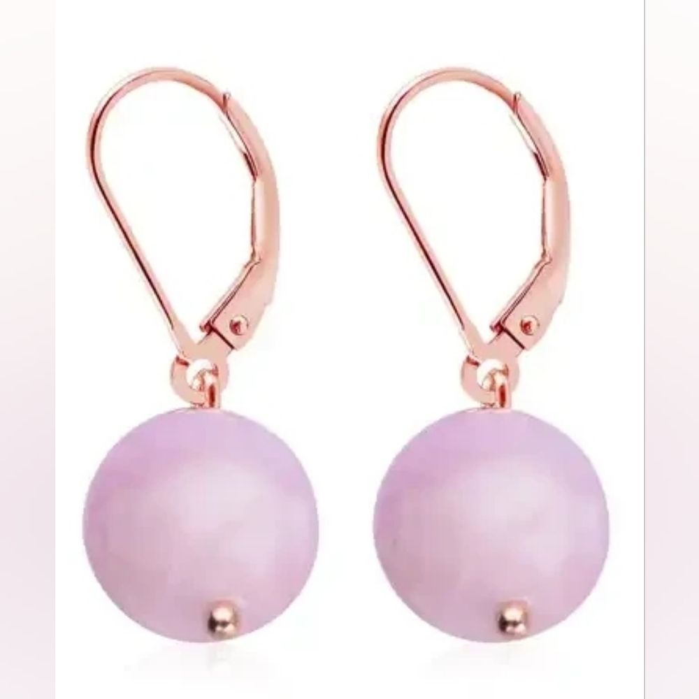 Kunzite Drop Lever Earrings in 14K Rose Gold Over Sterling Silver 15 ctw - Picture 3 of 4